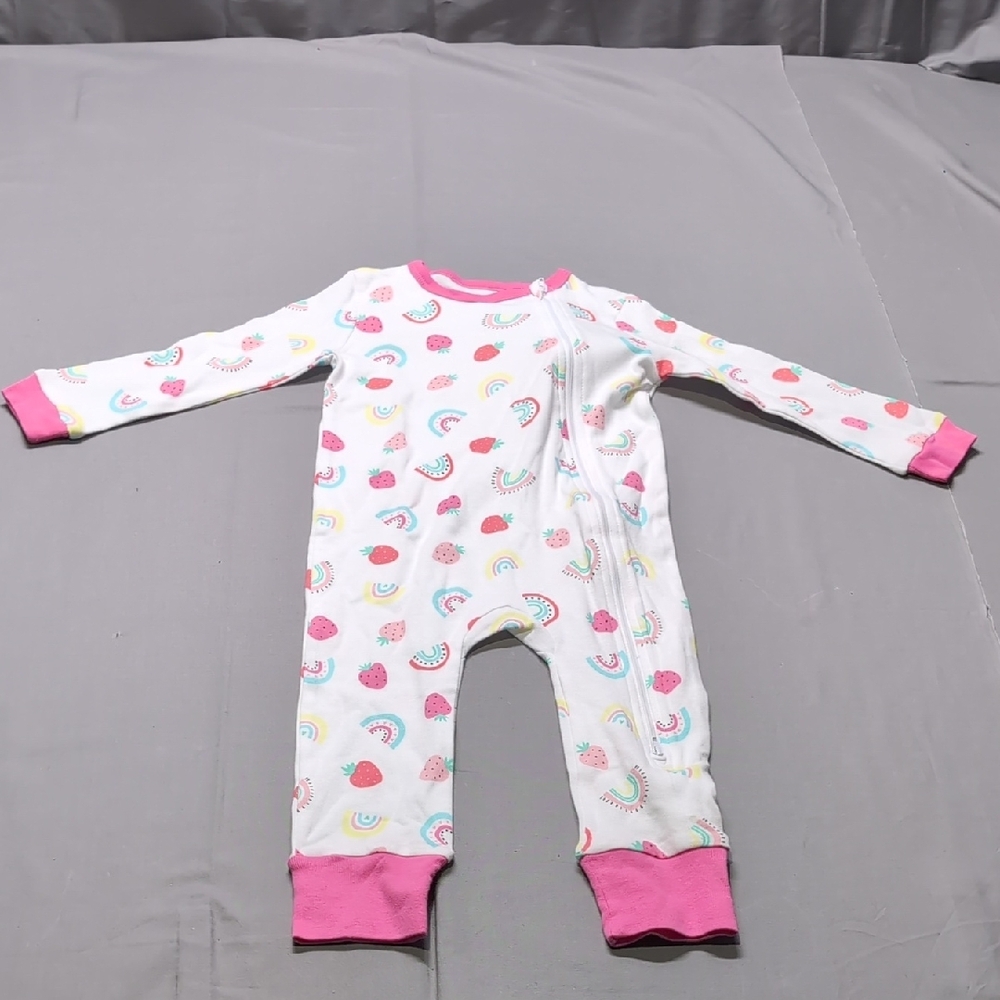 Koala Baby 24M Strawberry Rainbow One Piece Pajama Zipper Cotton‎ Pink White